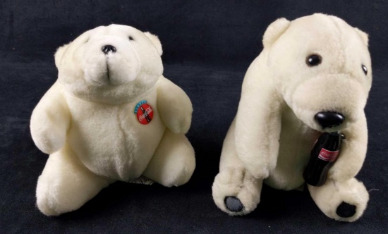 Two Coca Cola Polar Bear Plush Animals