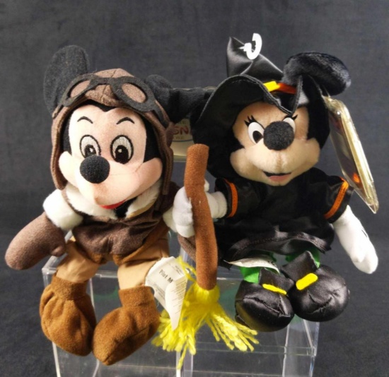 Disney Bean Bag Doll Pilot Mickey Witch Minnie