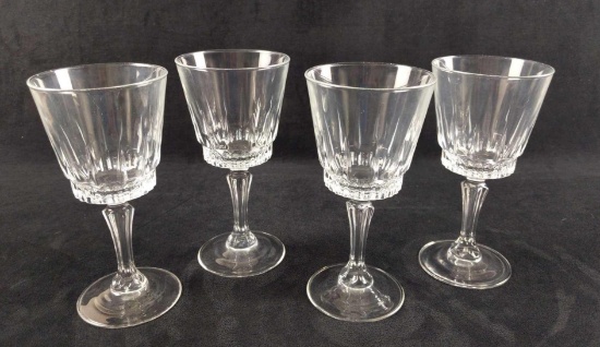 Four Stemmed Glass Water Wine Goblets
