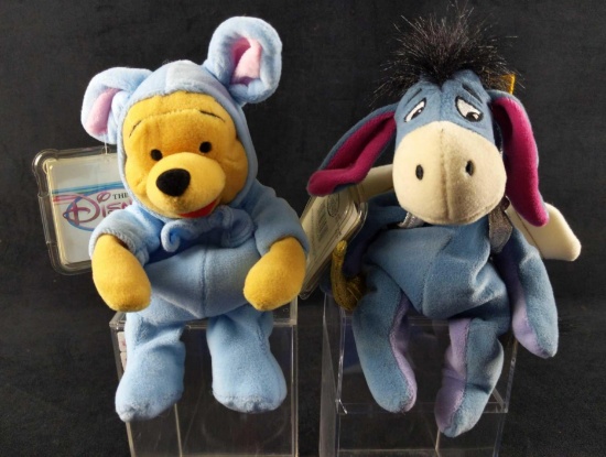 Two Disney Bean Bag Plush Cupid Eeyore Sleepy Pooh