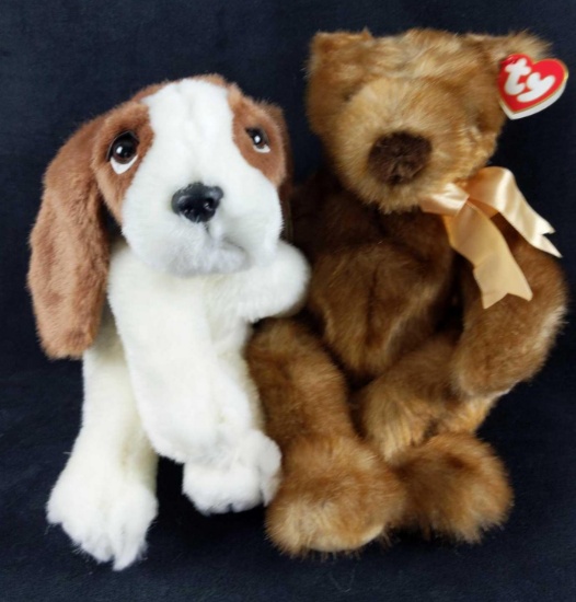 Ty Plush Dog And Bear Baby Ginger Sherlock