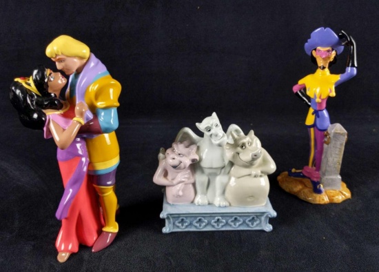 3 Disney Hunchback From Notre Dame Ceramic Figurines