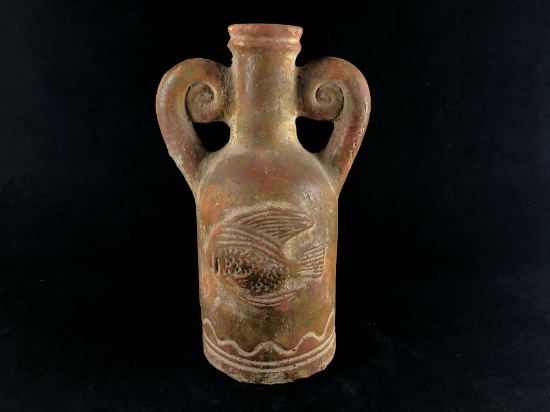 Vintage Mexico Handmade Clay Fish Vase