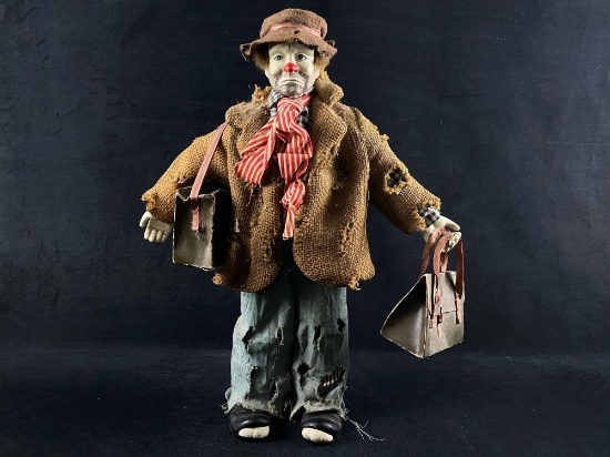 Rare 1950's Emmett Kelly Porcelain Bisque "Weary Willie" Clown Doll