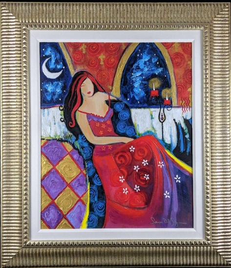 Sonia Del Signore Lady In Red Embellished Print W3