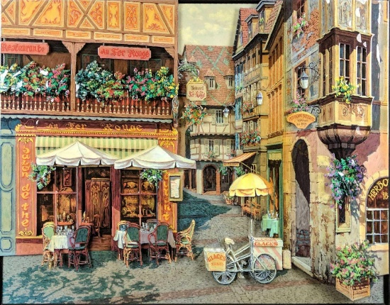 Jim Wilson LE 3-D Acrylic Collage Village T6