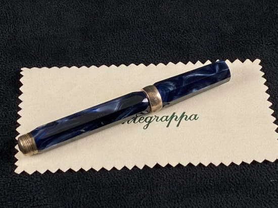 Authentic Italian Montegrappa Mini Blue Micra & Sterling Rollerball Pen & Box (W3)