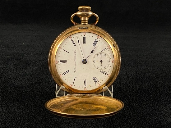 Antique Timepiece Hamilton Gold Plated 1904 Gade 925 18s 17J Hunters Case Pocket Watch