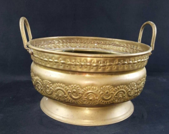 Vintage Brass Plant Pot With Handles