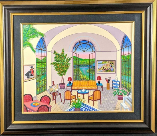 Fanch Interior W Seurat Embellished Serigraph W3