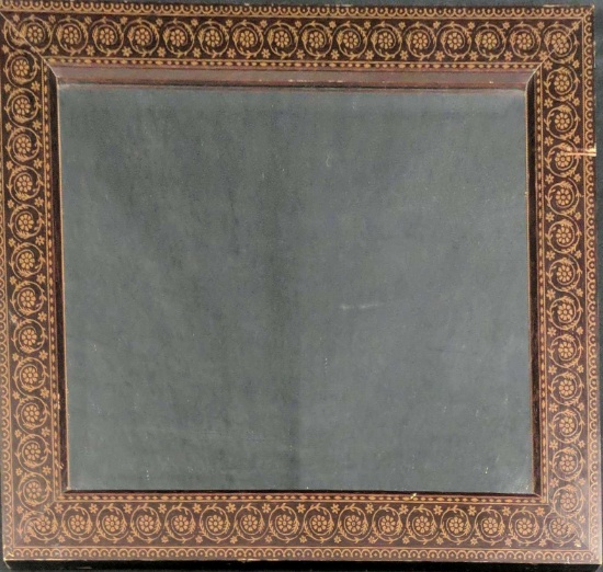 Vintage Wall Mirror W Wooden Frame Floral Pattern