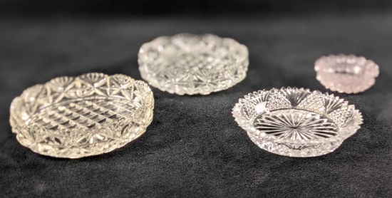 Four Vintage Glass Jewelry Plates