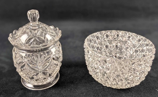 Vintage Glass Bowl And Candy Jar