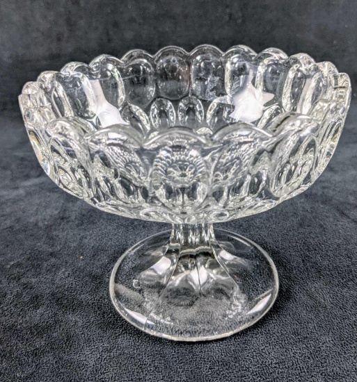 Vintage Pressed Glass Serving Bowl Oval Pattern