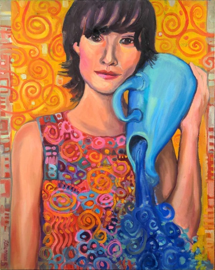 Original Oil On Canvas Gena Semenov Aquarius X1