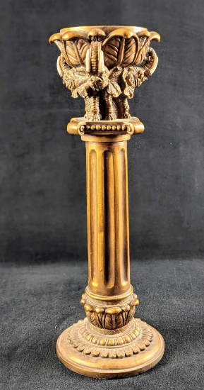 Three Elephant Hard Resin Pillar Bronze Like B