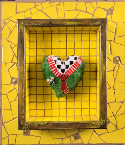 Claudia Pandolfi Mixed Media Mosaics Heart X1