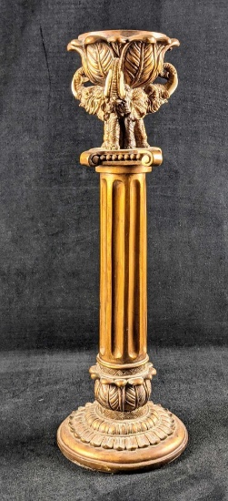 Three Elephant Hard Resin Pillar Bronze Like A