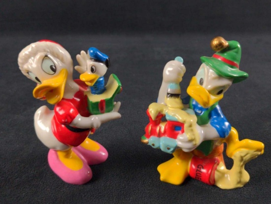Disney Donald Daisy Duck Ceramic Christmas Figurines