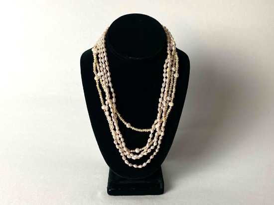 Vintage Natural River Pearl Multi Strand Necklaces