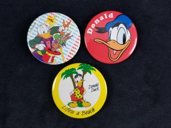Disney Lot Of Three VIntage Pin Buttons B