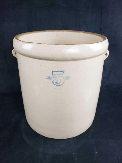 5 Gallon Salt Glaze Handled Stoneware Pot