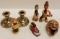 Rogers silver plated candlesticks, hobo ashtray, Goebel figure, handcrafted German shoe toothpick ho