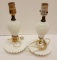 2 Hobnail Milk Glass Dresser Lamps - 11 1/2