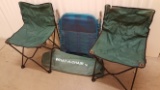 Chair Lot - 2 What-A-Chair Camping Chairs with Cases & Folding Lounge Chair - Camp Chairs have damag