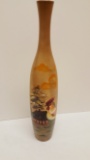 Hand Painted Vase - Rooster and Barn. 19