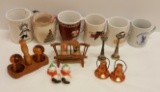 S & P Shakers, Asst Coffee Mugs - the Florida salt & pepper bench is missing pieces