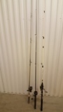 Fishing Pole Lot- Tiger Spinning Shakespeare 7 foot with South Bend Mark V 200 Reel, Cirrus Shakespe