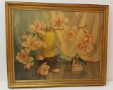 Oil on board floral artwork - artist signed - 34