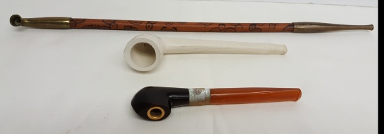 Vintage Pipes - Bakelite Type Handle, Brass Tip and Mouthpiece and Resin/clay Type