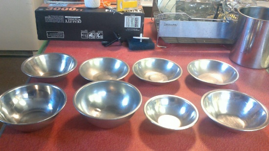 8 misc small stainless steel bowls