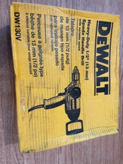 Dewalt Heavy Duty DW 130 V 1/2" Spade Handle Drill NIB