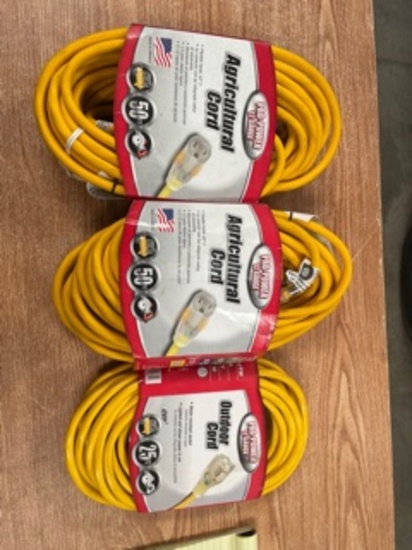 125' 12 Gauge 3 Wine Extension Cord NIB
