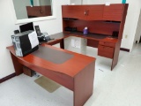 Desk with hutch and filing cabinet