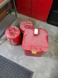 Red Flamable Continer and (2) Gas Cans