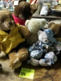 Lot of Stuffed Bears, Seal, Monkey and more