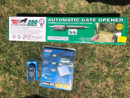 NEW - Mighty Mule Single Gate Opener & Key Pad & Coleman 12V 6 Watt Solar Panel