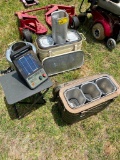 Military Water Can & Food Container Blitzer Electric Fence Controller & Fold Up Tray