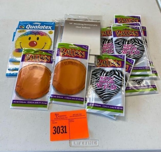 3 18" Smile Face w/ Hair Foil Balloon Pkg 5 18" Orange Foil Balloon pkg 10 18" Wild Heart Foil