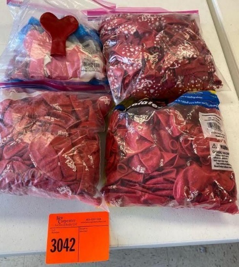 15 pkgs of 12" Latex Pink heart shape Balloons 8ct each 18 pkgs of 12" Latex Real Red heart shape