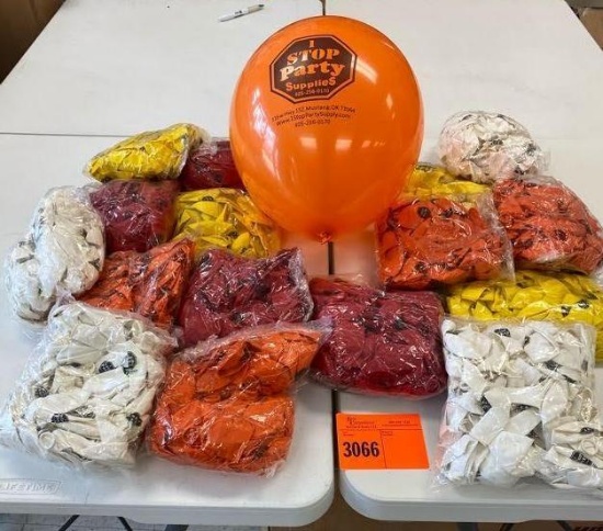 4- bags of red printed 12" latex balloons 4- bags of yellow printed 12" latex balloons. 4- bags of