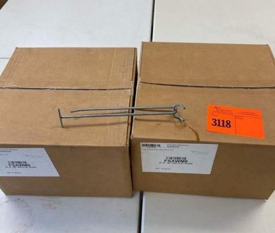 2 boxes NEW flip scan style wire 8" pegboard hooks. Total 200 hooks