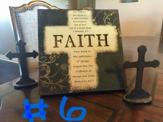 2 Metal Crosses 1 Faith Light Up Sign