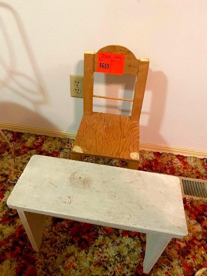 Small Wooden Chair & Bench