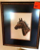 Signed Original French Horse Lithograph 24 x 26 Customer Framed, Museum mounted in acid fee mat