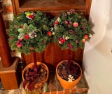 Metal Mail Box, Metal Wagon, Rose Rocks, Candle & Fake Fruit Tree